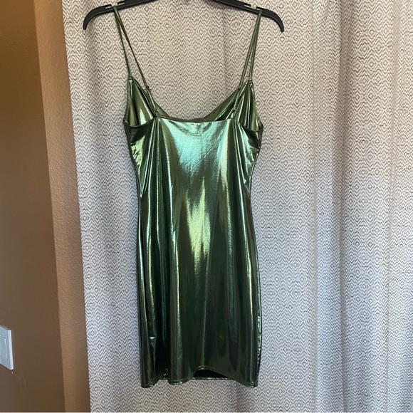 Like New Metallic Green Drape Bodycon Dress Small - Picture 5 of 5